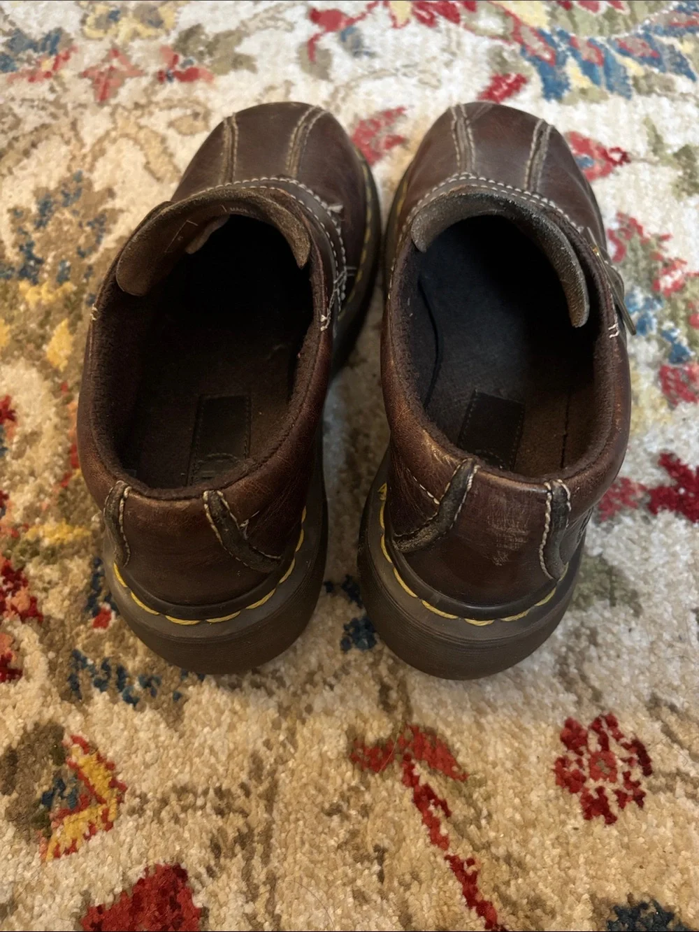 Dr. Martens Women's Dark Brown Leather Platform Mary Jane Buckle Shoes